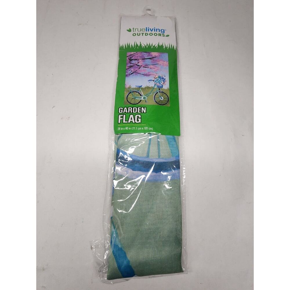 True Living Garden Flag 28" x 40" Spring Flowers Bicycle NEW